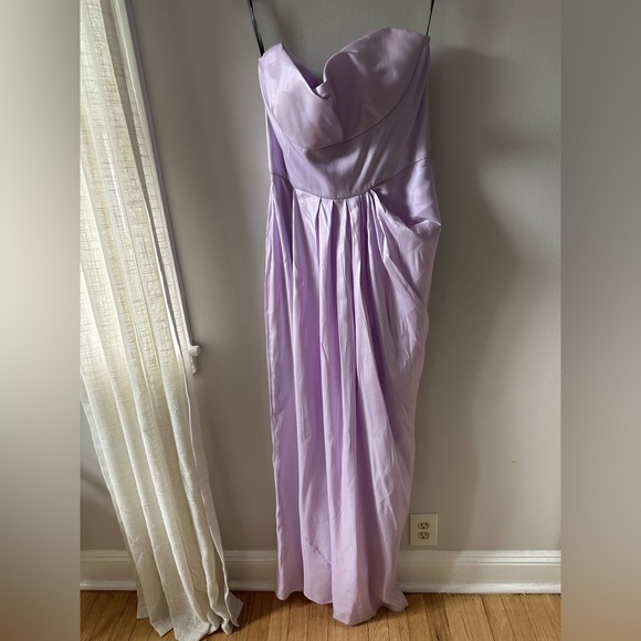 Lela Rose Draped Satin-Crepe Strapless Gown - Picture 3 of 10
